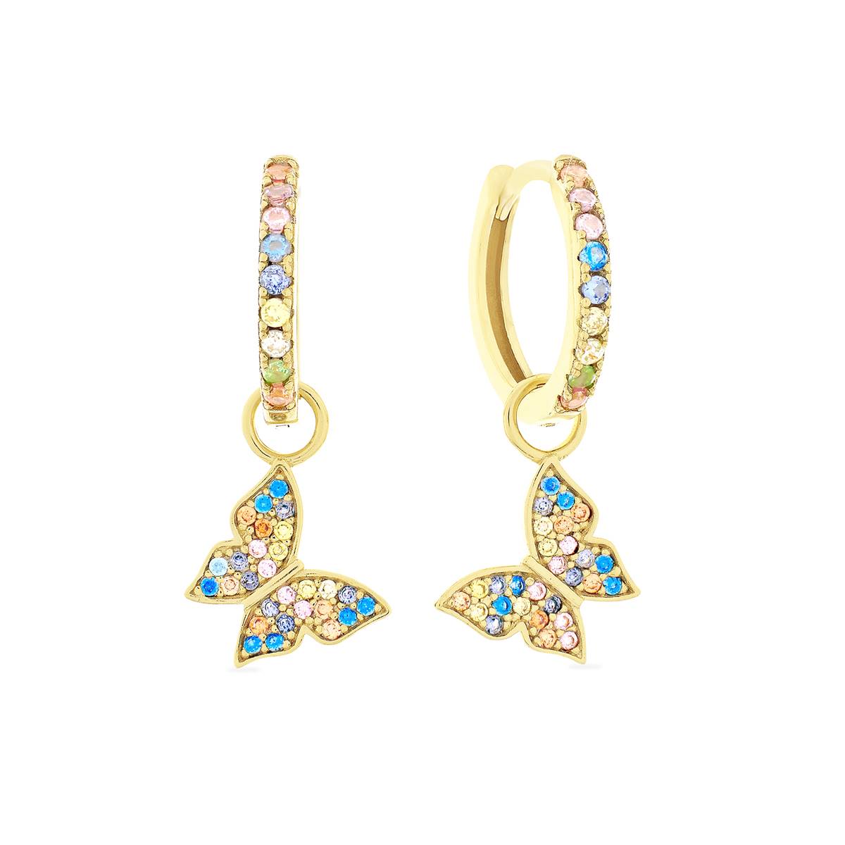 Forever New 18kt. Gold Plated CZ Butterfly Drop Hoop Earrings