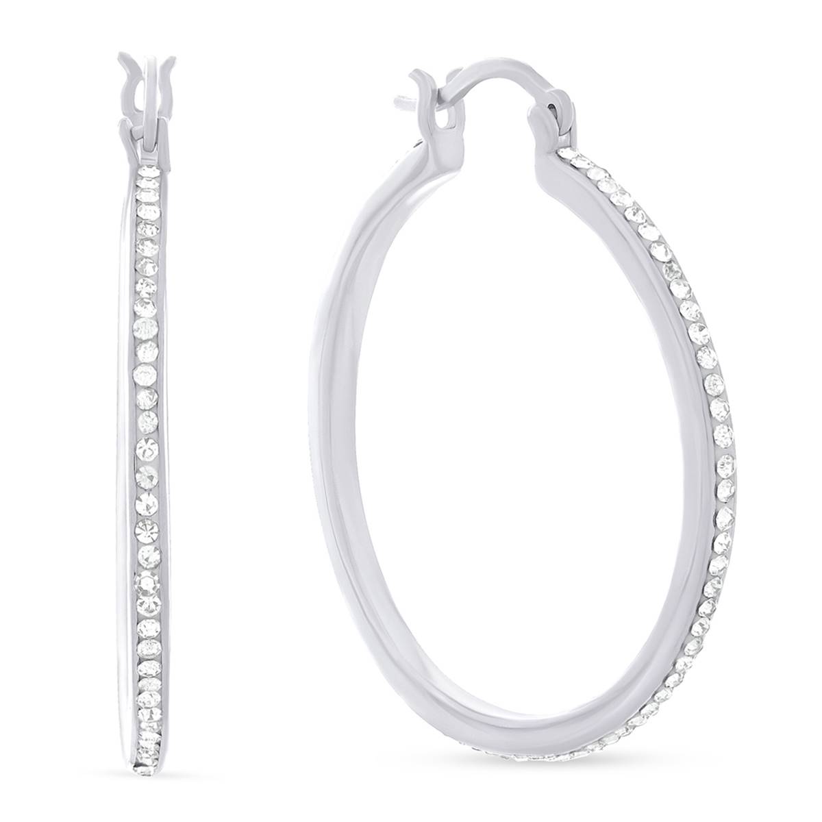 Forever New Sterling Silver Crystal Hoop Earrings