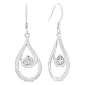 Forever New Sterling Silver CZ Double Pear Shape Drop Earrings