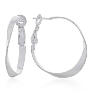 Forever New Sterling Silver Twisted Ribbon Hoop Earrings
