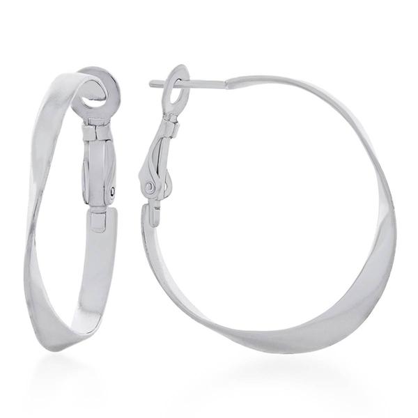 Forever New Sterling Silver Twisted Ribbon Hoop Earrings