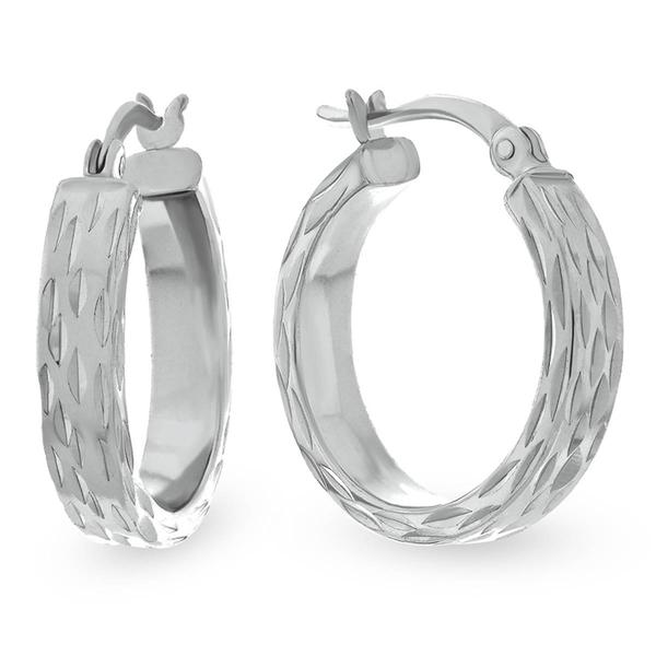 Forever New Sterling Silver Diamond Cut Hoop Earrings