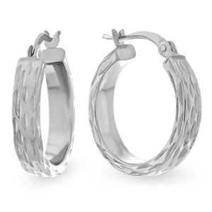 Forever New Sterling Silver Diamond Cut Hoop Earrings