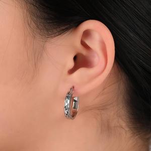 Forever New Sterling Silver Diamond Cut Hoop Earrings alternate view