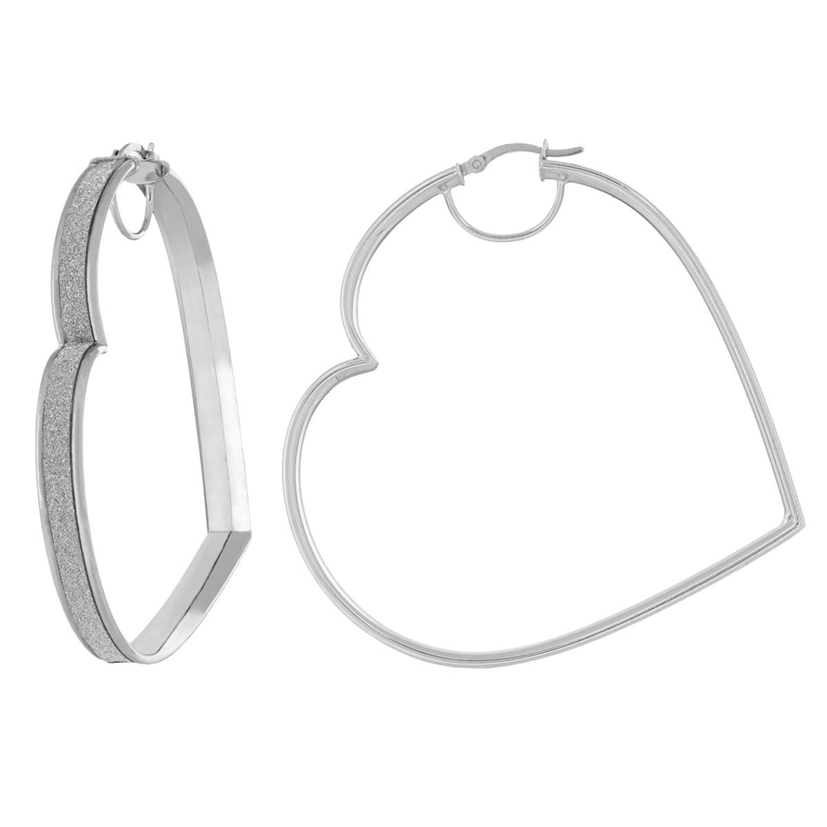 Forever New Sterling Silver Glitter Heart Hoop Earrings