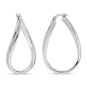 Forever New 18kt. Sterling Silver Curved Glitter Hoop Earrings