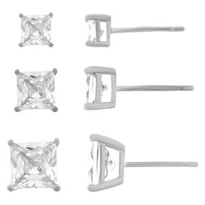 Forever New 3pr. Silver 4mm, 5mm & 7mm CZ Stud Earrings Set