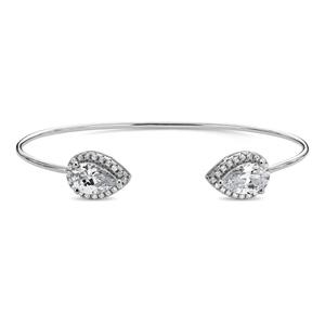 Forever New Sterling Silver CZ Pear Cuff Bracelet