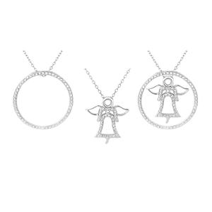 Forever New Diamond Accent Angel & Circle Interchangeable Pendant