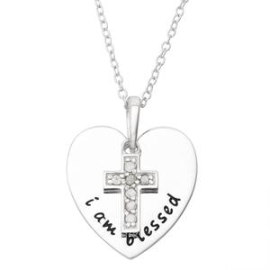 Forever New Sterling Silver I Am Blessed Heart Pendant