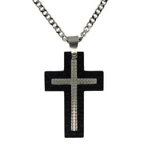 Mens Forever New Stainless Steel Black IP Pendant Necklace