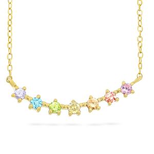 Forever New 18kt. Gold Plated Round Rainbow CZ Necklace