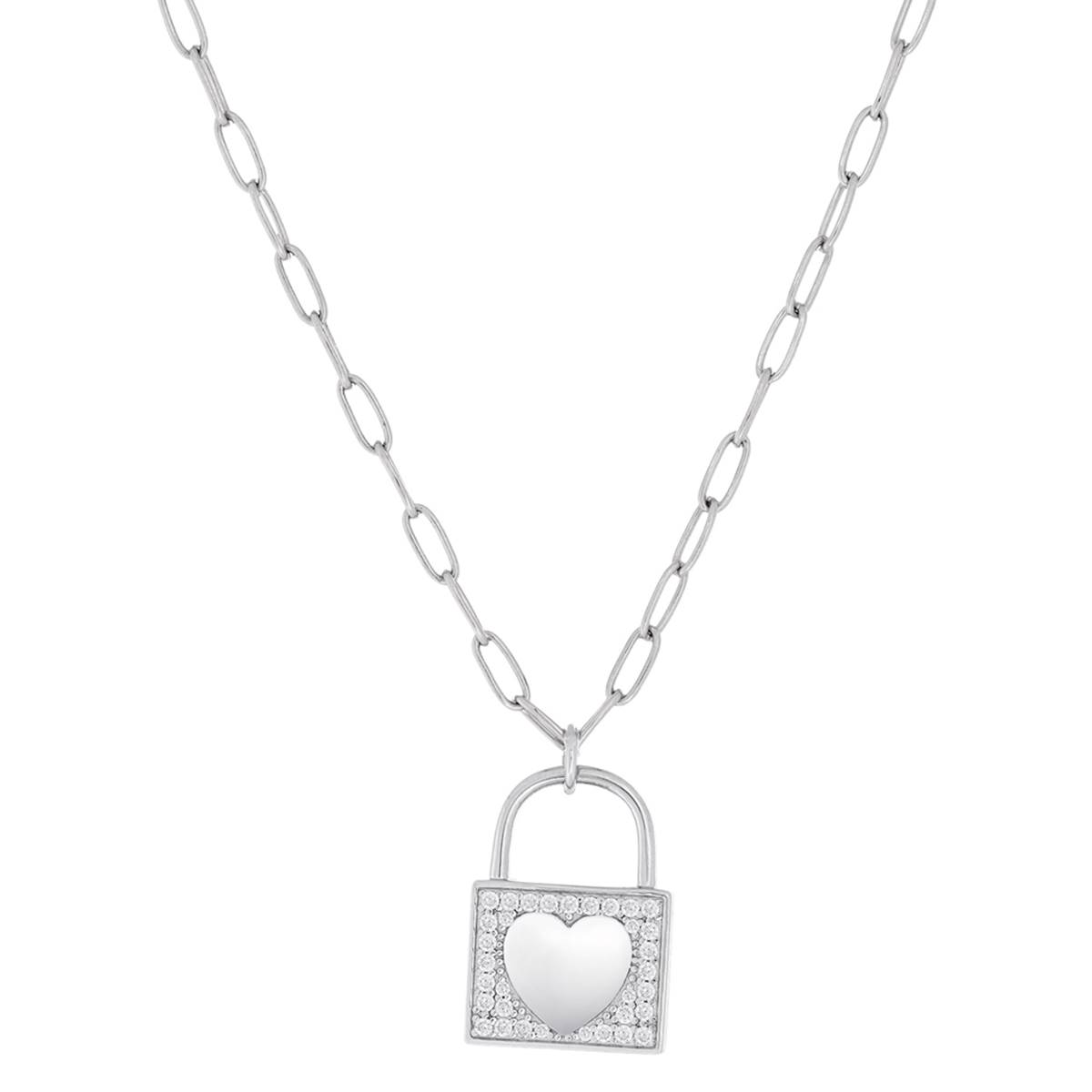 Forever New Sterling Silver CZ Heart Locket Pendant Necklace