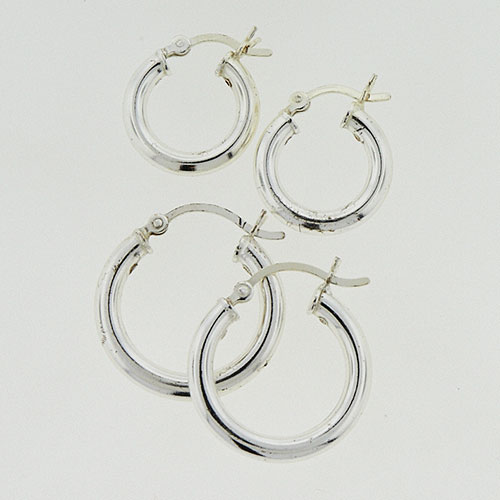 Forever New 2pr. Polished Sterling Silver Hoop Earrings Set