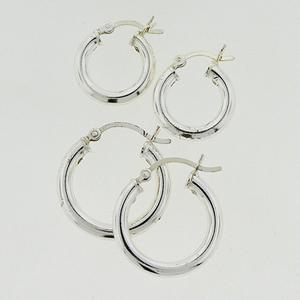 Forever New 2pr. Polished Sterling Silver Hoop Earrings Set