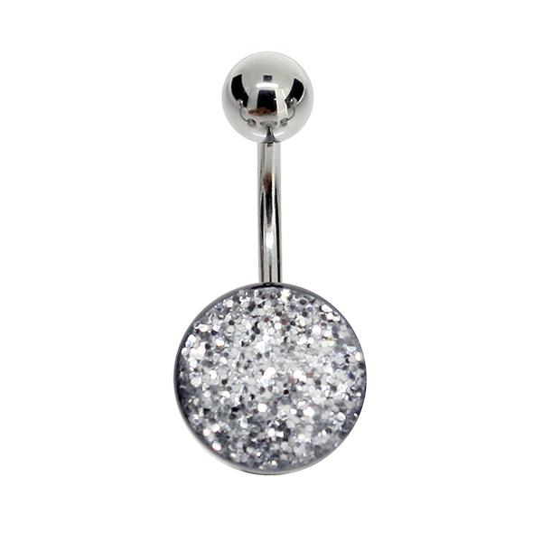 14-Gauge Surgical Steel Silver Glitter Belly Banana
