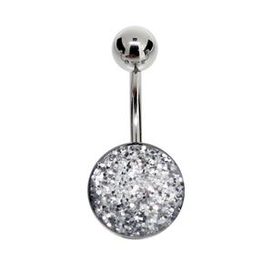 14-Gauge Surgical Steel Silver Glitter Belly Banana