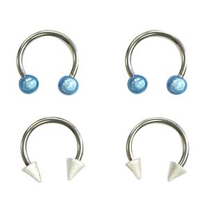 2pr. 16-Gauge Surgical Steel Horseshoe Set w/ Beads & Cones