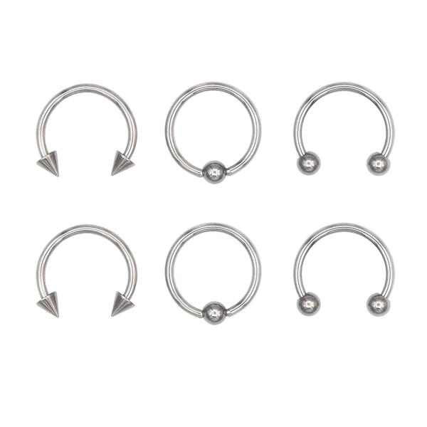 3pr. 16-Gauge Captive Bead Rings & Spikes Earrings