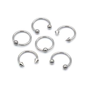 3pr. 16-Gauge Captive Bead Rings & Spikes Earrings alternate view