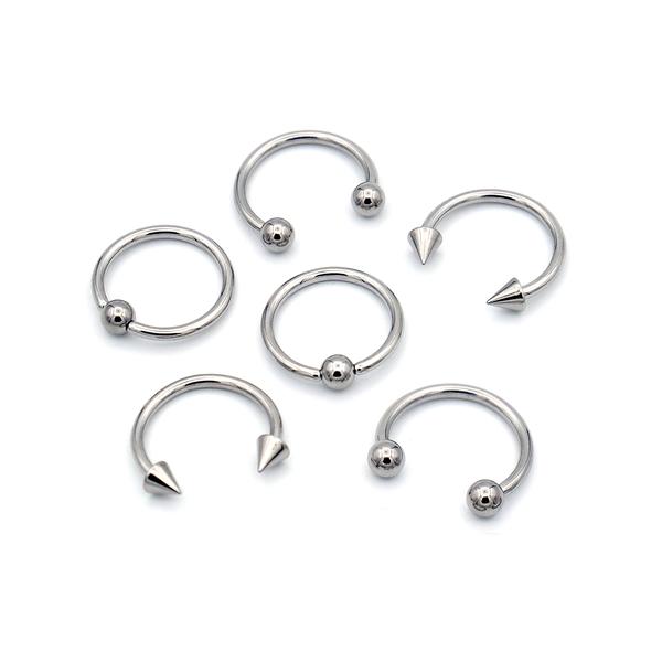3pr. 16-Gauge Captive Bead Rings & Spikes Earrings alternate view
