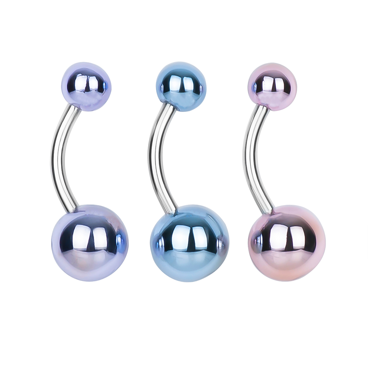 3pk. 14-Gauge Surgical Steel Metallic Pastel Belly Set