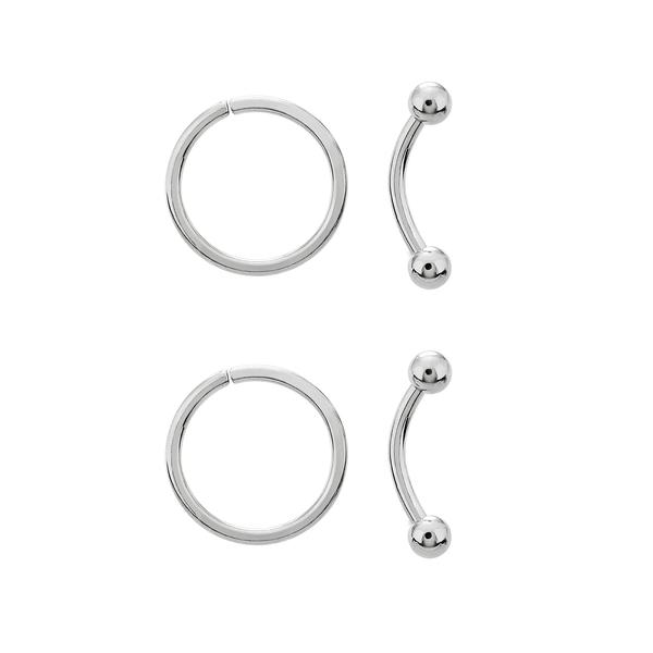4pc. 16-Gauge Surgical Steel Curves & Hoops Set