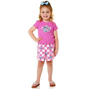 Girls (4-6x) Disney 2pc. Stitch & Angel Ribbed Top & Check Shorts