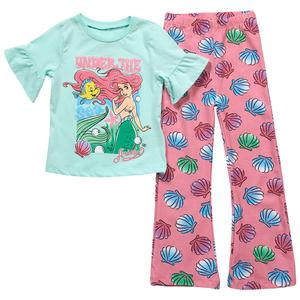 Girls (4-6x) Disney Ariel Short Sleeve Tee w/ Flare Leggings Set