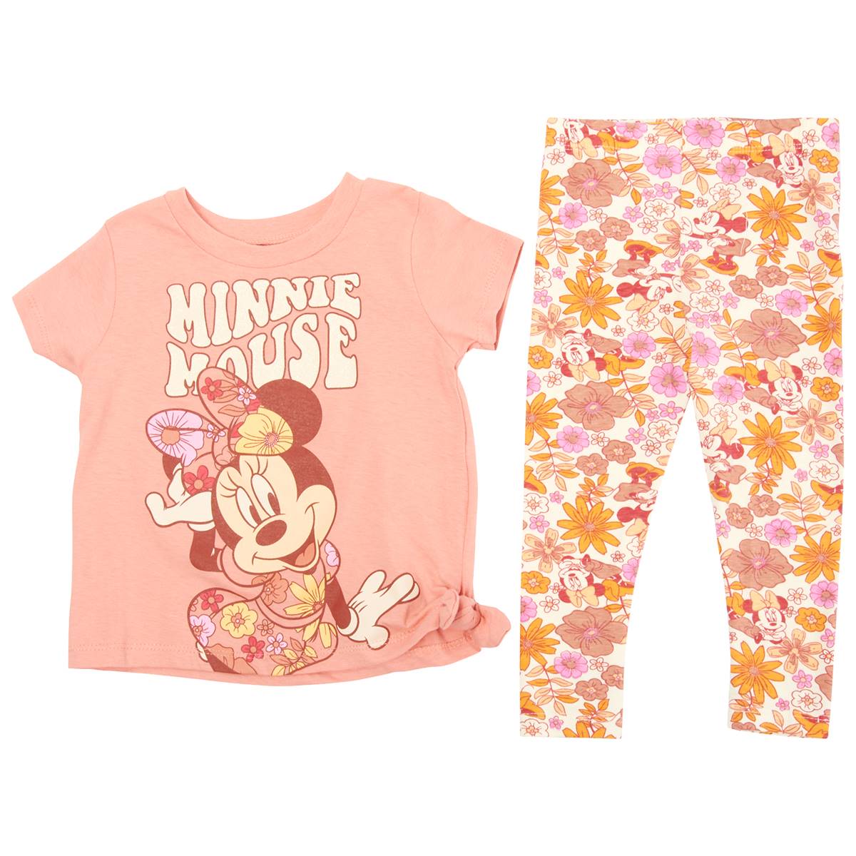 Toddler Girl Disney Minnie Short Sleeve Top & Floral Leggings Set