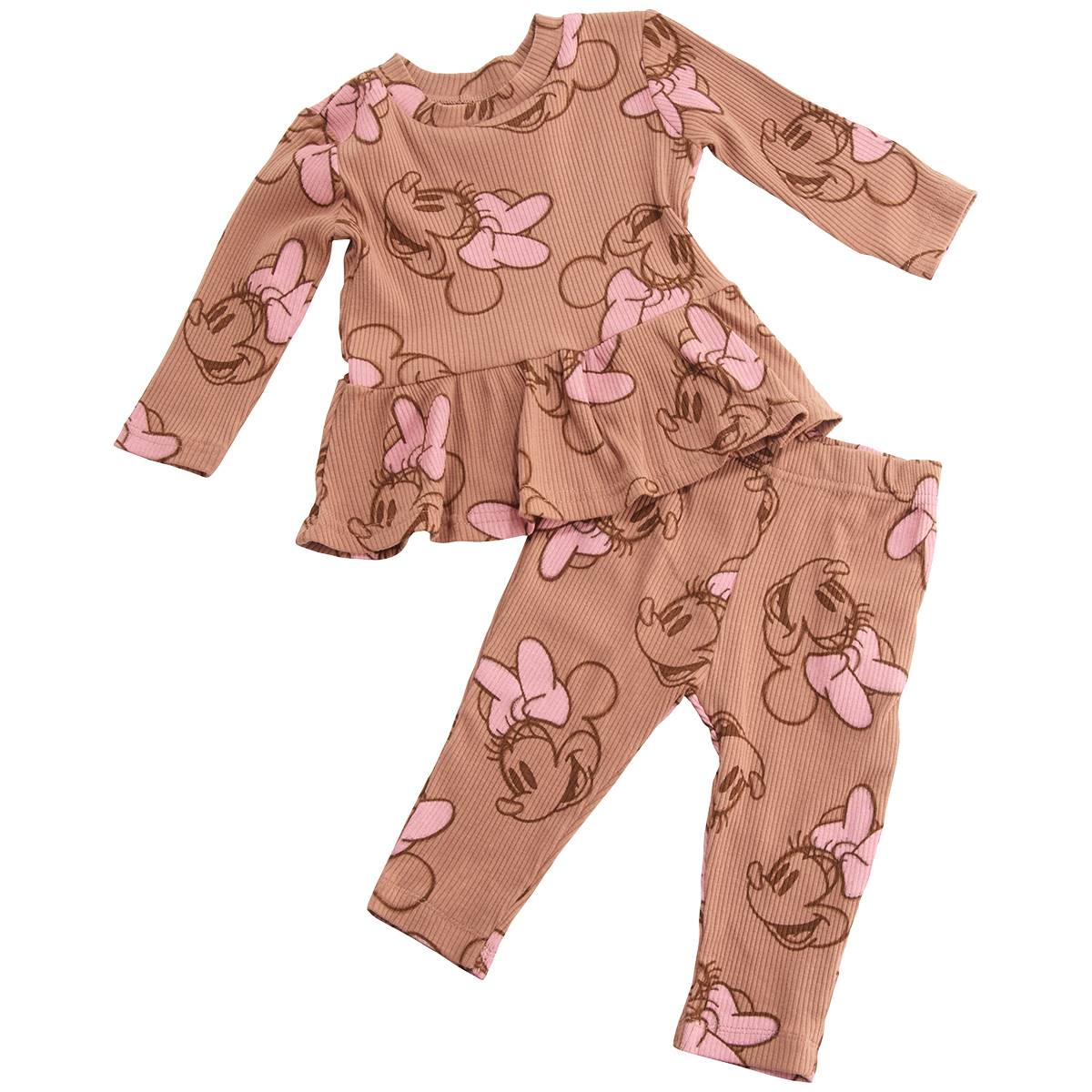 Baby Girl (NB-9M) Disney(R) Minnie Ribbed Peplum Top & Pants Set