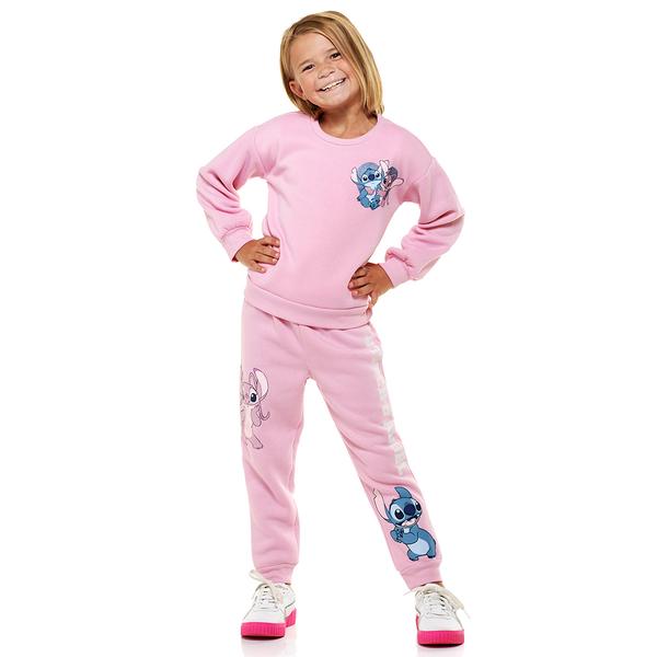 Girls (4-6x) Disney Stitch & Angel Back Art Sweatshirt & Joggers