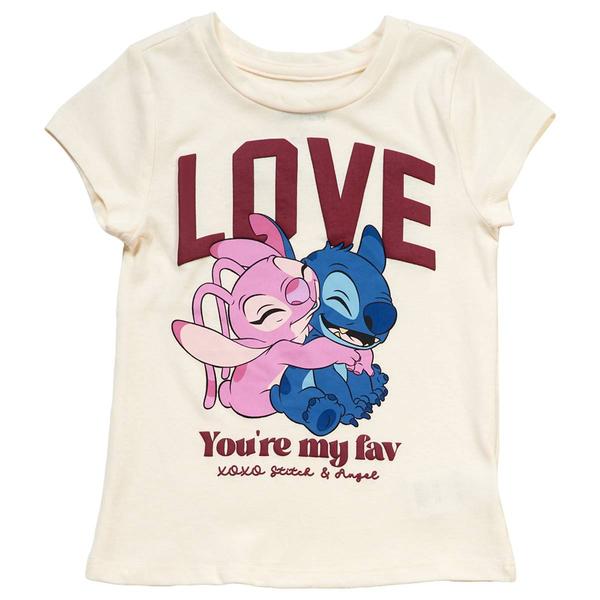 Girls (4-6x) Disney Short Sleeve Stitch & Angel Love Graphic Tee