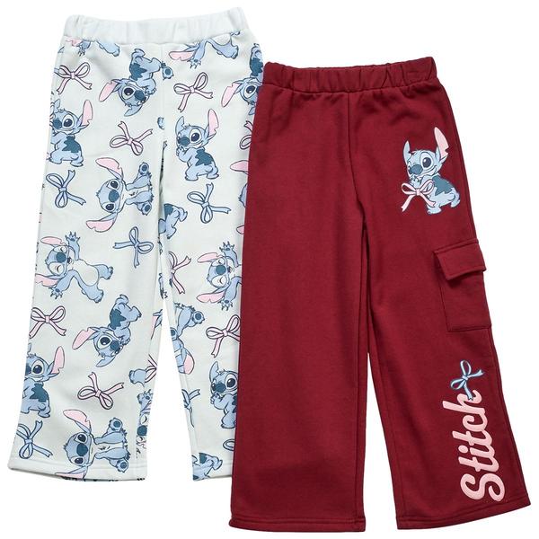 Girls (4-6x) Disney 2Pk. Stitch Fleece Lined Wide Leg Pants - Red