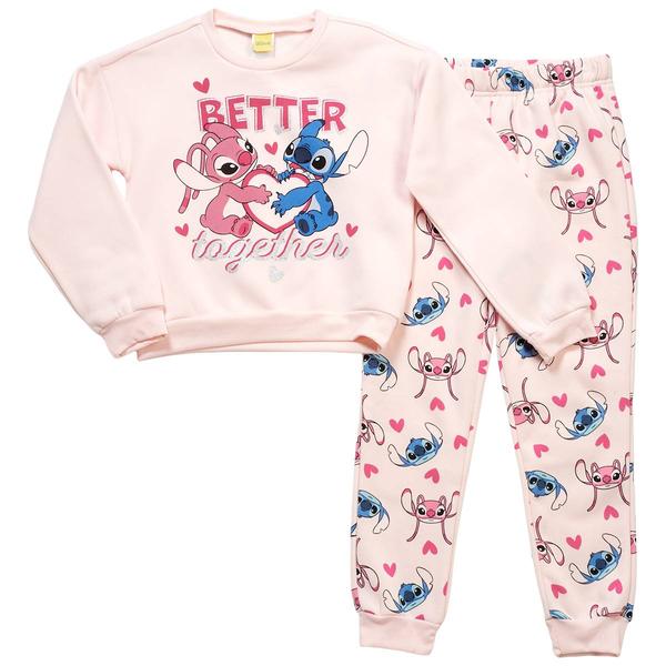 Girls (7-12) Disney Stitch & Angel Long Sleeve Crew w/ Joggers
