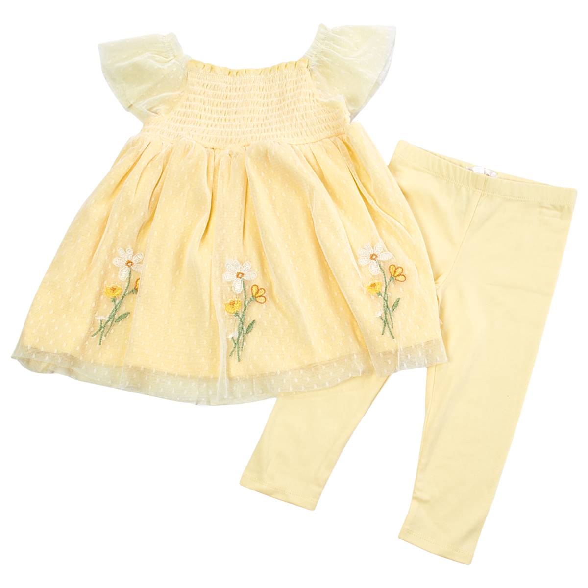 Baby Girl (12-24M) Biscotti Baby Dotted Mesh Dress & Leggings Set