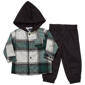 Baby Boy (12-24M) Baby Rebels(R) Hooded Flannel Top & Pants Set