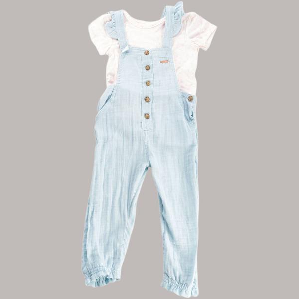 Toddler Girls Kensie Short Sleeve Floral Top & Overall Set alternate view