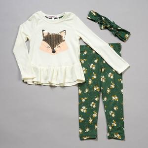 Toddler Girl Nannette Fox Top & Floral Leggings Set with Headband