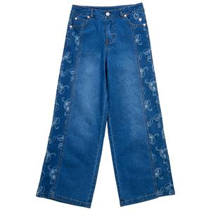 Girls (7-12) Disney Stitch & Angel Wide Leg Jeans alternate view