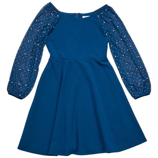 Girls (7-16) Speechless(R) Long Sleeve Pearl Flare Jewel Dress