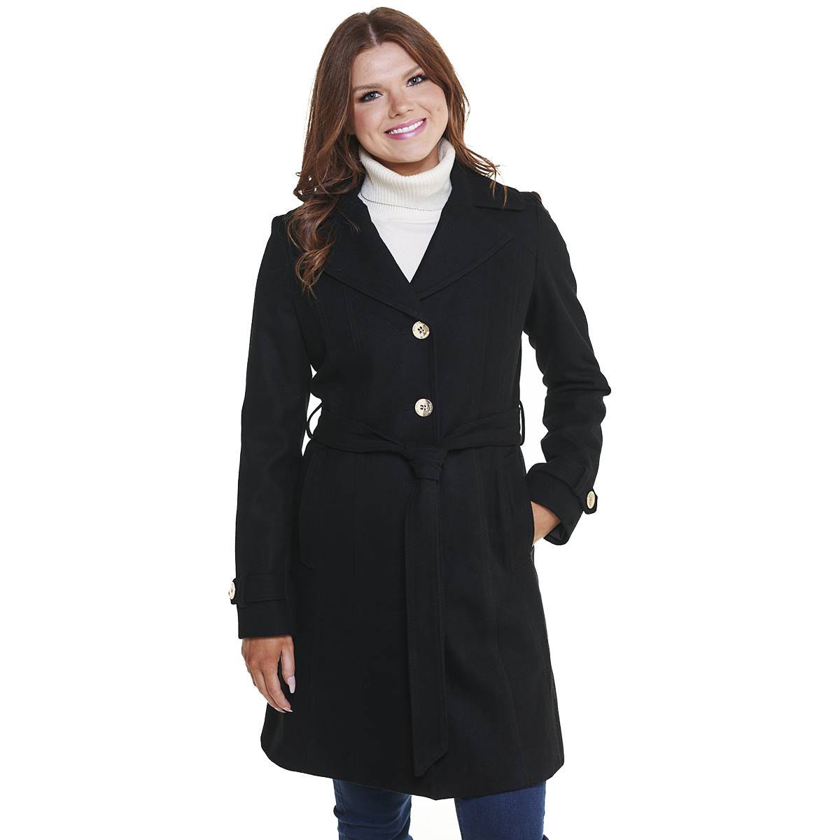 Womens Michael Kors Single Breasted Belted Wool Coat