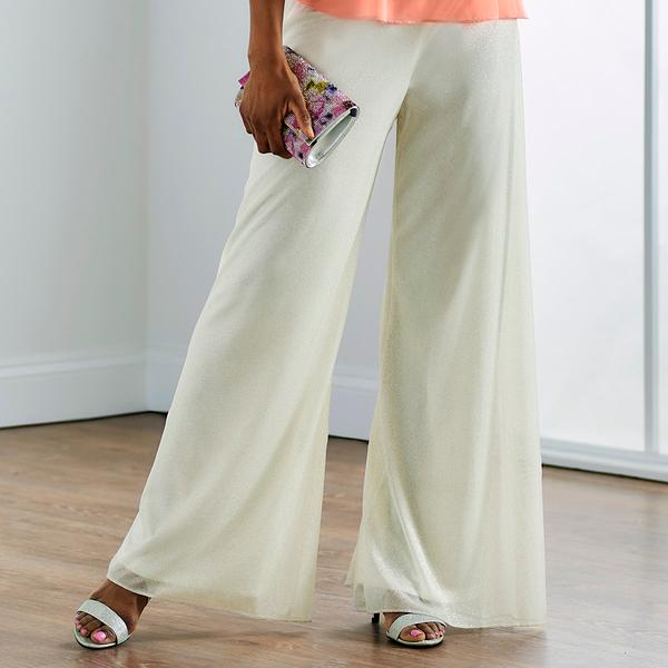 Womens MSK Glitter Mesh Wide Leg Palazzo Pants