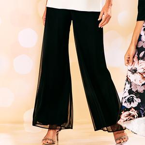 Petite MSK Solid Chiffon Mesh Wide Leg Palazzo Pants alternate view