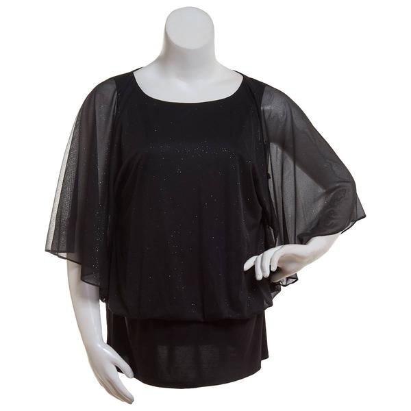 Womens MSK Glitter Mesh Dolman Blouse