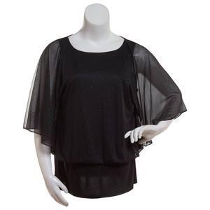 Womens MSK Glitter Mesh Dolman Blouse