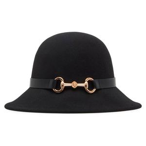 Womens Anne Klein Horsebit PU Trim Cloche Hat