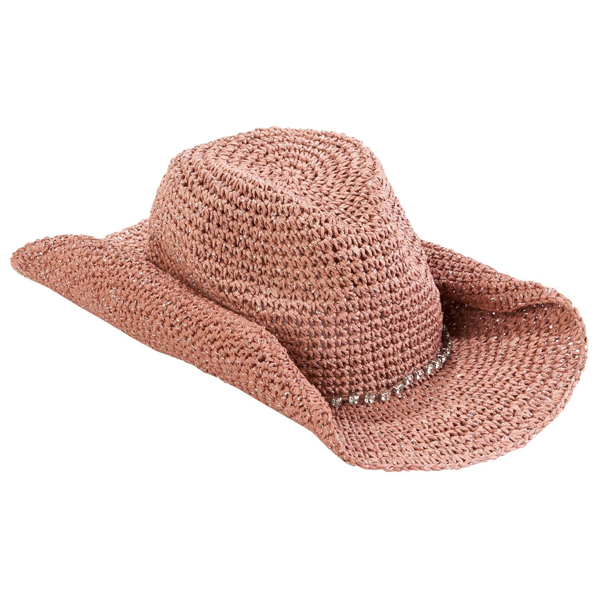 Womens Steve Madden Lurex Western Cowboy Hat