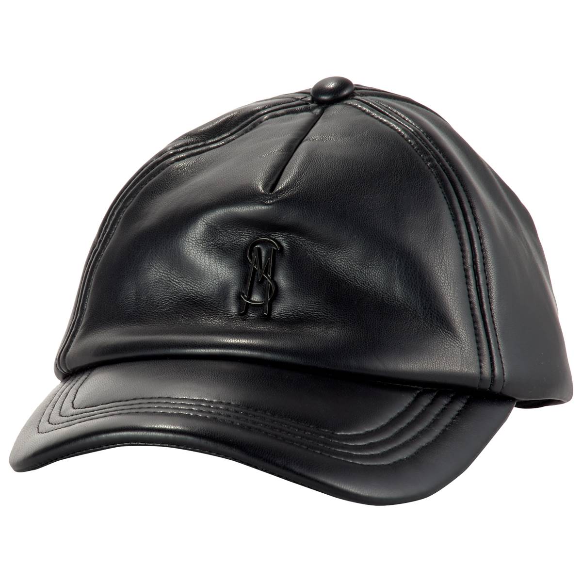 Womens Steve Madden Soft Faux Leather Puffer Baseball Cap