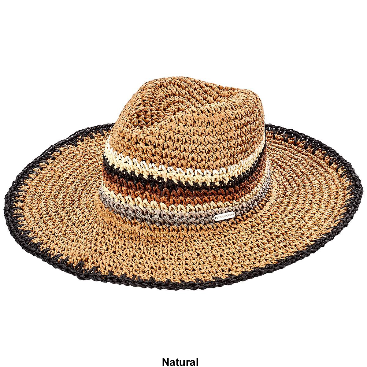 Womens Steve Madden Roxy Stripe Straw Panama Hat